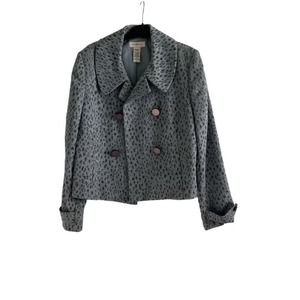 Vintage Covington Ladies Blue Animal Print Blazer Size M Medium